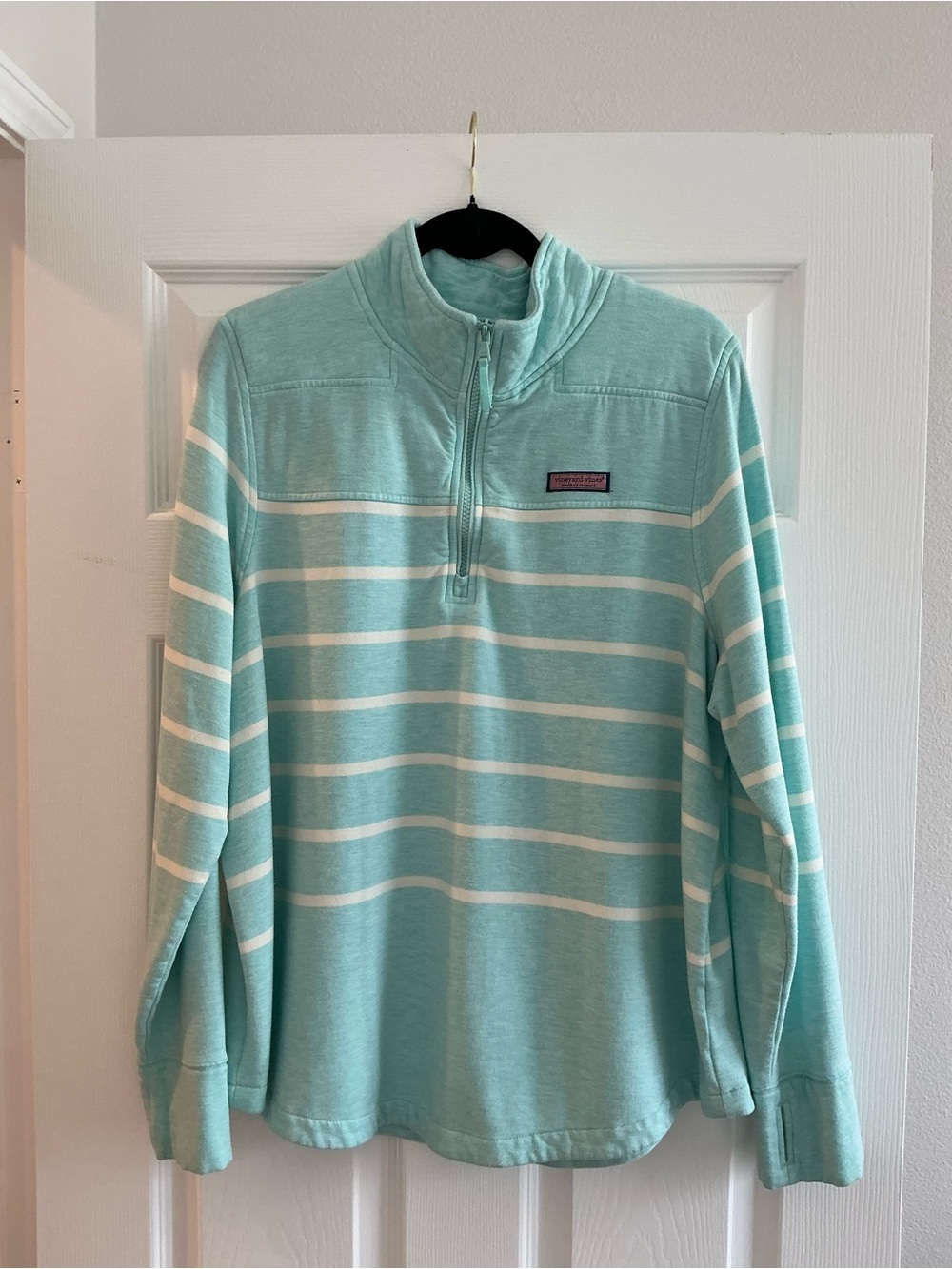 Vineyard Vines Light Mint & White Striped Pullover